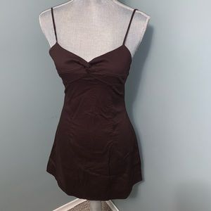CHARLOTTE RUSSE Brown mini Sun Dress sweetheart neck sundress size small summer